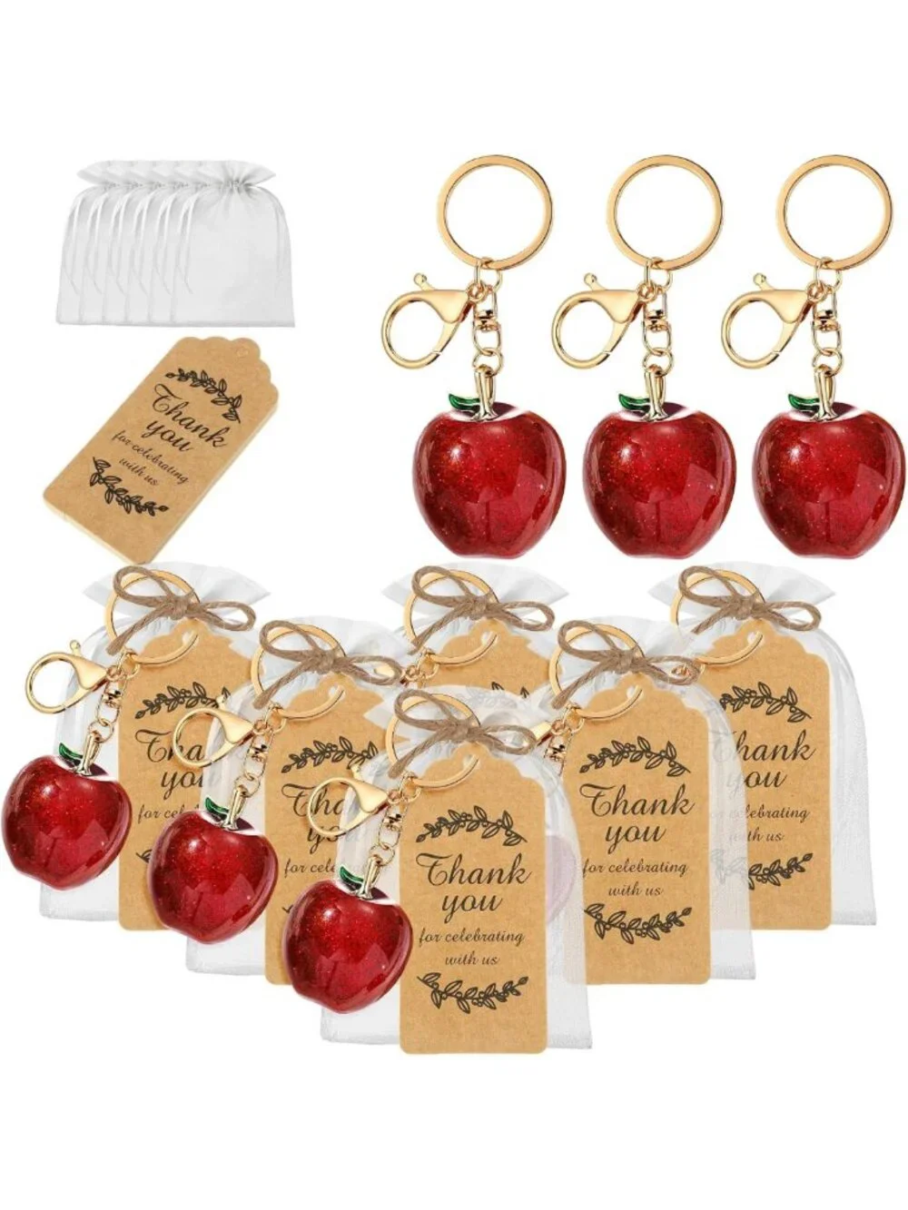 12 Set Keychain Party Favors - Teacher Appreciation Gifts, Wedding & Baby Shower